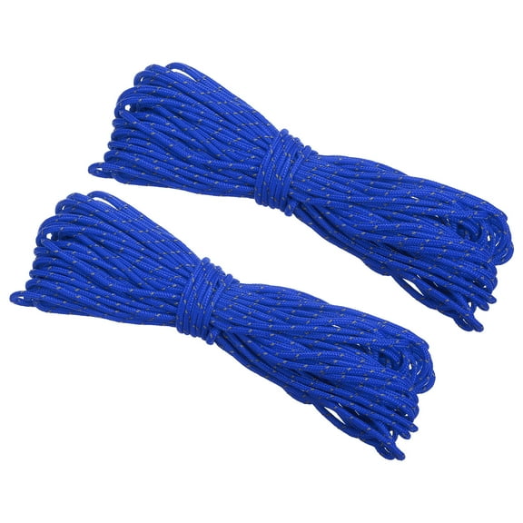 Uxcell 65 Feet Reflective Guyline Camping Paracord 3mm Nylon Tent Cord Guyline Rope Dark Blue 2Pcs