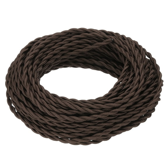 Uxcell 65 ft 18AWG 2-Conductor Twisted Cloth Covered Wire, Dark Brown