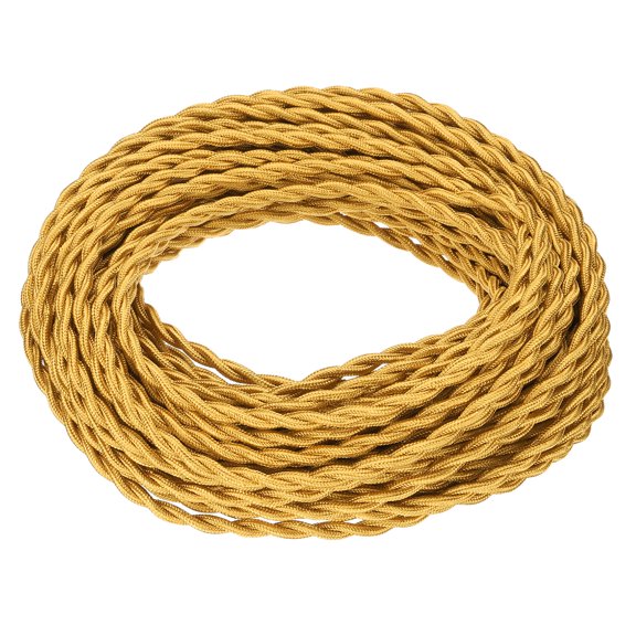 Uxcell 65 ft 18AWG 2-Conductor Twisted Cloth Covered Wire, Golden