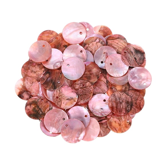 Uxcell 65Pcs Capiz Shells, 1.5cm/0.6" Round Cherry Pink Shells with 2 Holes for Seashell Wind Chimes Curtain Shell Garland DIY Jewelry Craft Wedding Home Decoration, Cherry Pink