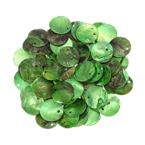 Uxcell 65Pcs Capiz Shells, 1.5cm/0.6" Round Fruit Green Shells with 2 Holes for Seashell Wind Chimes Curtain Shell Garland DIY Jewelry Craft Wedding Home Decoration, Fruit Green