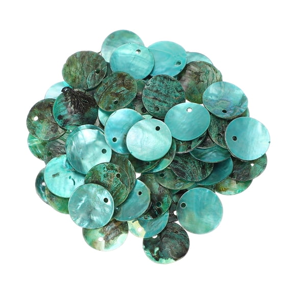 Uxcell 65Pcs Capiz Shells, 1.5cm/0.6" Round Lake Blue Shells with 2 Holes for Seashell Wind Chimes Curtain Shell Garland DIY Jewelry Craft Wedding Home Decoration, Lake Blue
