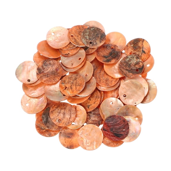Uxcell 65Pcs Capiz Shells, 1.5cm/0.6" Round Light Orange Shells with 2 Holes for Seashell Wind Chimes Curtain Shell Garland DIY Jewelry Craft Wedding Home Decoration, Light Orange
