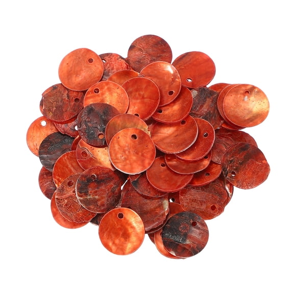 Uxcell 65Pcs Capiz Shells, 1.5cm/0.6" Round Orange Shells with 2 Holes for Seashell Wind Chimes Curtain Shell Garland DIY Jewelry Craft Wedding Home Decoration, Orange