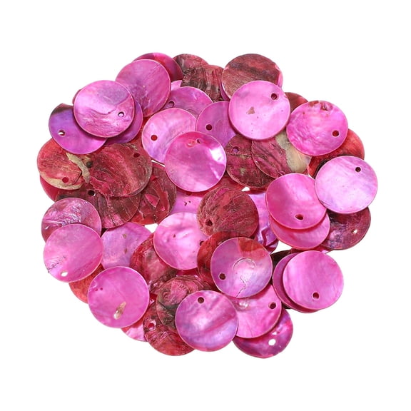 Uxcell 65Pcs Capiz Shells, 1.5cm/0.6" Round Rose Red Shells with 2 Holes for Seashell Wind Chimes Curtain Shell Garland DIY Jewelry Craft Wedding Home Decoration, Rose Red