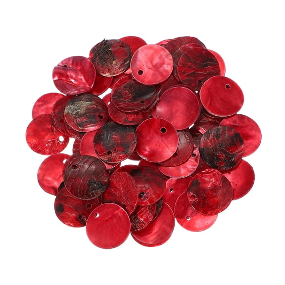 Uxcell 65Pcs Capiz Shells, 1.5cm/0.6" Round Wine Red Shells with 2 Holes for Seashell Wind Chimes Curtain Shell Garland DIY Jewelry Craft Wedding Home Decoration, Wine Red