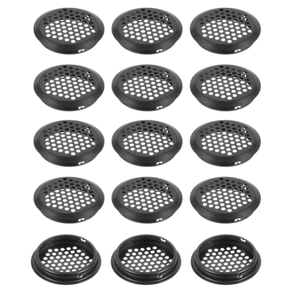 Uxcell Circular Air Vents, Round Mesh Hole Inclined Soffit Vent Stainless Steel Dual Panel Round Mesh Hole Louver Black 65mm