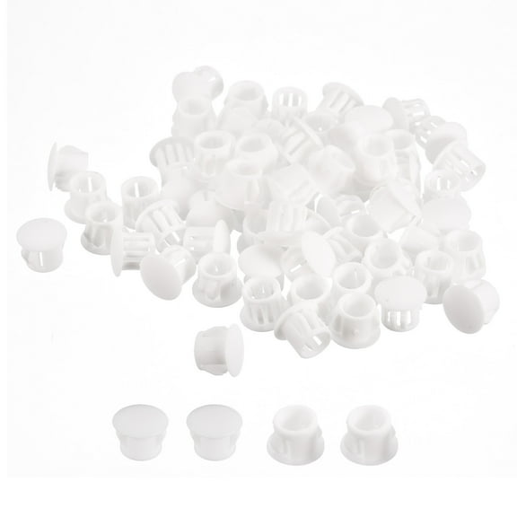 Uxcell 66Pack 3/8" Plastic Hole Plugs Panel Flush Type Knockout Locking Plugs, White