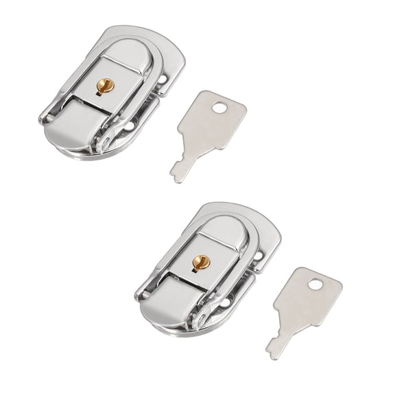 Uxcell 66mm x 34mm Metal Small Size Suitcase Lock Hasp Catch Latch with Keys 2 Pcs