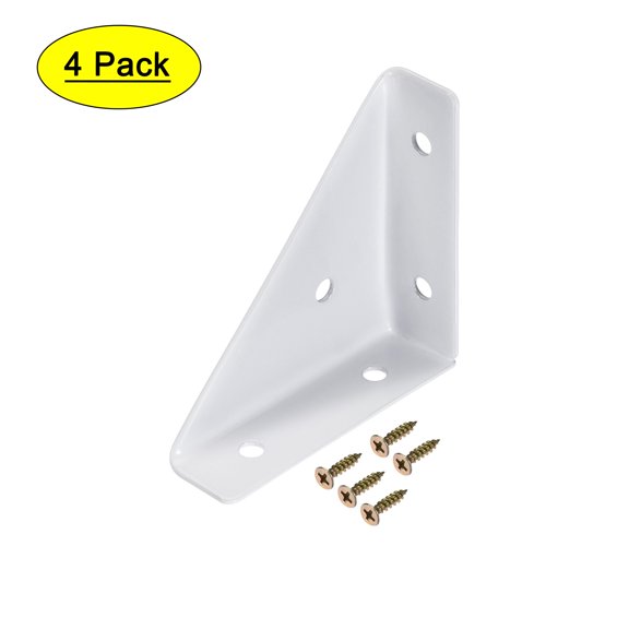 Uxcell 66mmx66mm Angle Corner Brackets Cold Rolled Steel Baking Varnish White 4 Pack