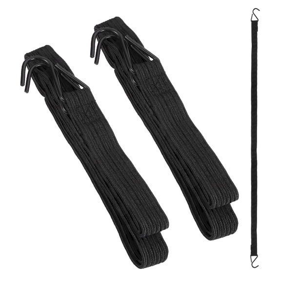 Uxcell 67" Adjustable Bungee Cords with Hook, 2Pcs Heavy Duty Outdoor Elastic Bungee Straps for Securing Luggage Moving Cargo, Black