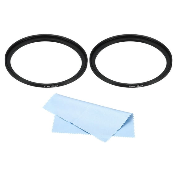 Uxcell 67mm-72mm Step Up Ring with Cleaning Cloth, 2 Pack Camera Lens Filter Adapter Ring, Black