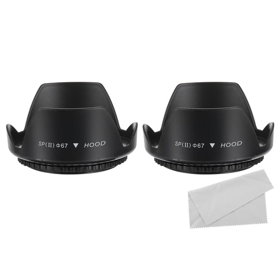 Uxcell 67mm Camera Lens Hood, 2Pcs Flower Lens Hood Protector with Cleaning Cloth