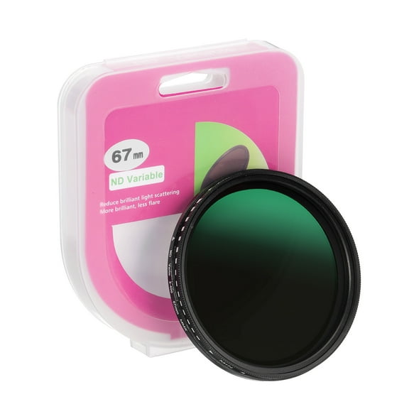 Uxcell 67mm ND Filter, Variable ND Lens ND2-ND400 Adjustable Neutral Density Filter Slim Optical Glass with Cap, Black