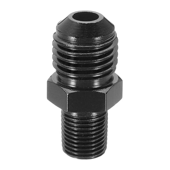 Uxcell 6AN Male to 1/8" NPT Male Straight Flare Adapter Pipe Thread Fitting Adapter Aluminum Fuel Hose Line Fitting for Vehicles, Black