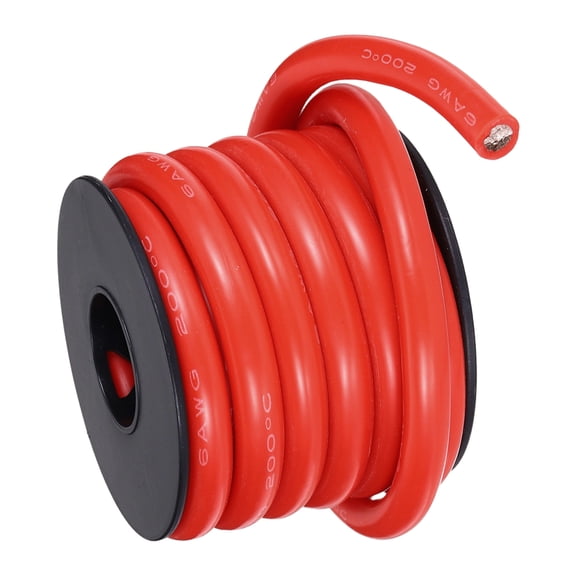Uxcell 6 AWG Flexible Silicone Wire 3m/10ft Tinned Copper Electrical Wire Red