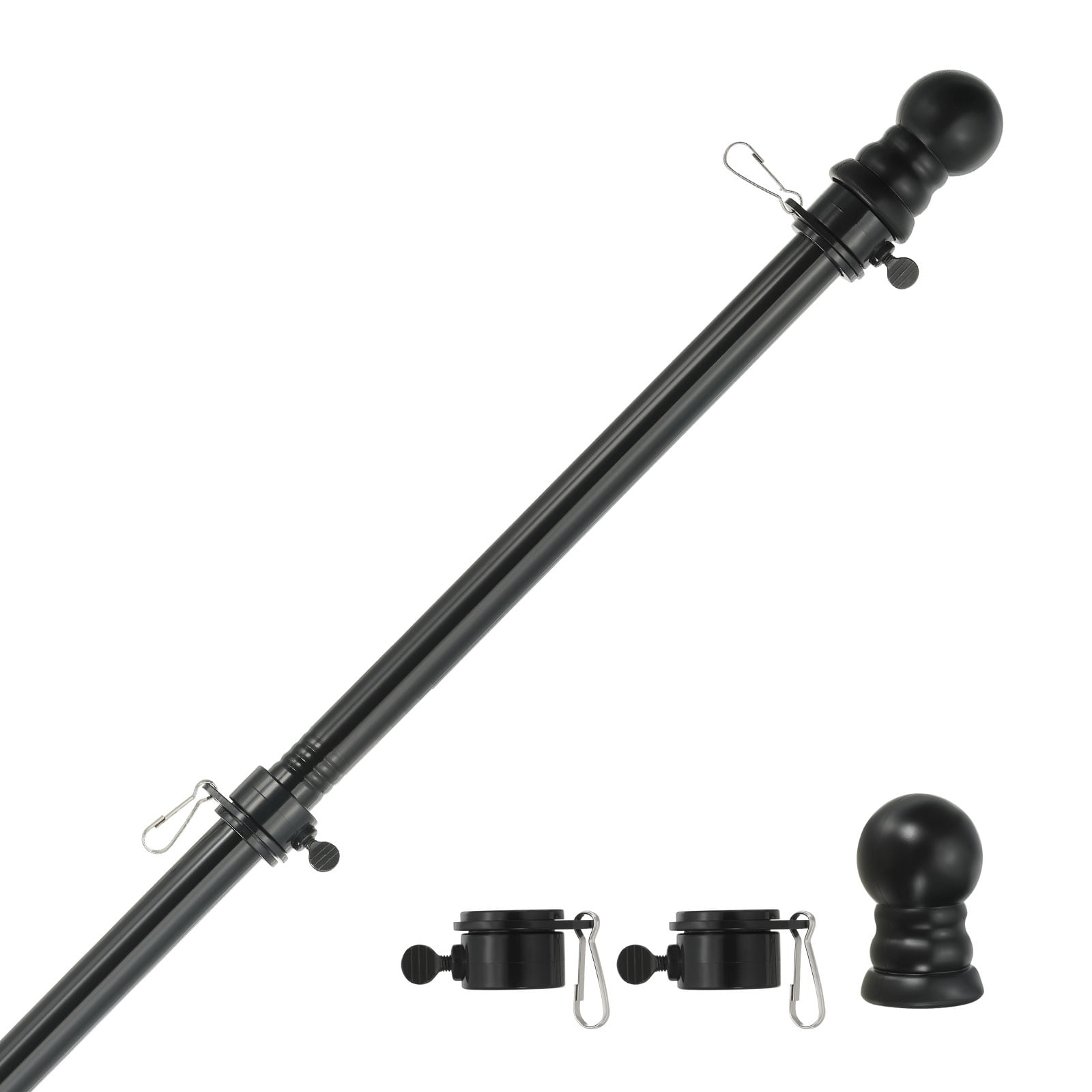 6 ft Black Corrosion-Resistant Steel Garden Flagpole