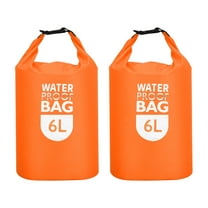 Uxcell 6L Waterproof Dry Bag, Dry Roll Top Lightweight Dry Storage Bag for Kayaking Camping, Orange 2 Pack