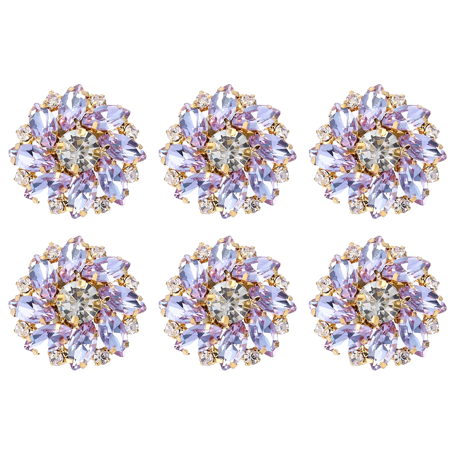 Uxcell 6PCS Flower Sewing Rhinestone Buttons 1 Inch Crystal Shank ...