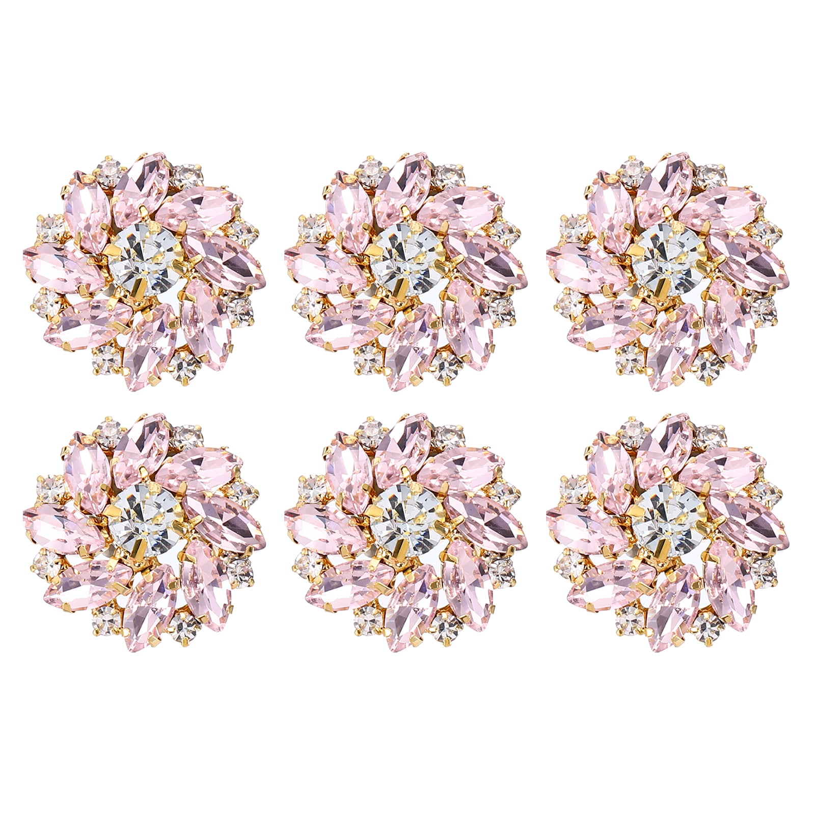 Uxcell 6PCS Flower Sewing Rhinestone Buttons 1 Inch Crystal Shank ...