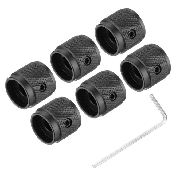 Uxcell 6PCS Guitar Knobs Metal, Volume Tone Control Dome Knobs 1/4" x 5/8" Potentiometer Knobs with Set Screw, Black
