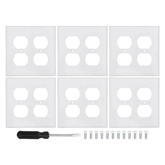 Uxcell 6PCS Quadruple Outlet Wall Plates 2-Gang Switch Electrical Cover Plate for Light Switch Outlet Receptacle Electrical Box Home Office Bedroom, White, 4.5 x 4.5"