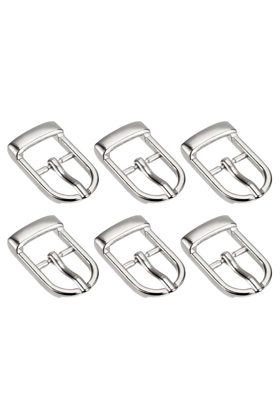 6Pack 0.51" Single Prong Belt Buckle Oval Center Bar Buckles for Leather Craft, Silver