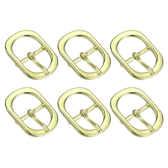 Uxcell 6Pack 0.75" Single Prong Belt Buckle Oval Center Bar Buckles for Leather Craft, Gold