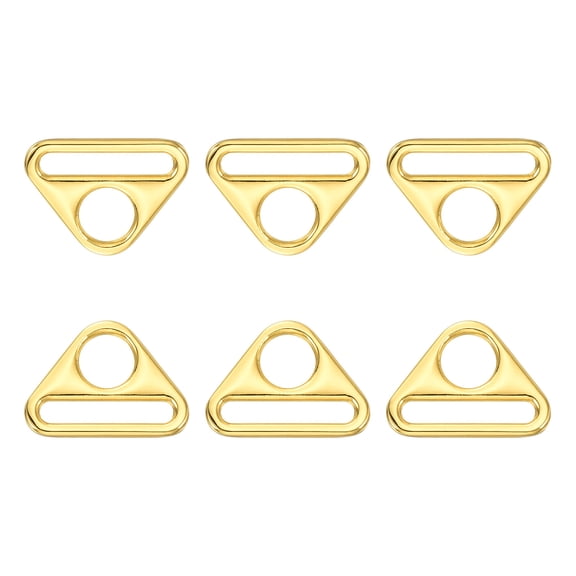 Uxcell 6Pack 0.79" Adjuster Triangle with Bar Swivel Clip D Dee Ring Buckle, K Gold