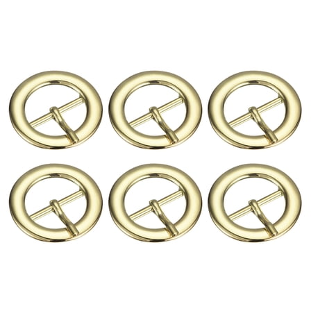 Uxcell 6Pack 0.94" Single Prong Belt Buckle Round Center Bar Buckles for Leather Craft, Gold
