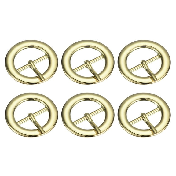 Uxcell 6Pack 0.94" Single Prong Belt Buckle Round Center Bar Buckles for Leather Craft, Gold