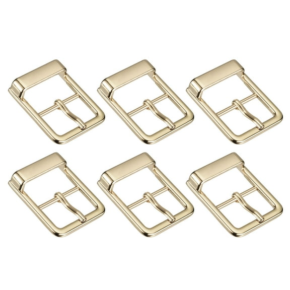 Uxcell 6Pack 0.94" Single Prong Belt Buckle Square Center Bar Buckles for Leather Craft, Gold