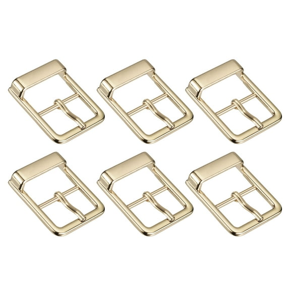 Uxcell 6Pack 0.94" Single Prong Belt Buckle Square Center Bar Buckles for Leather Craft, Gold