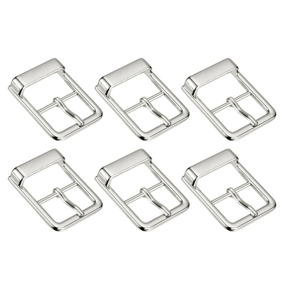 Uxcell 6Pack 0.94" Single Prong Belt Buckle Square Center Bar Buckles for Leather Craft, Silver