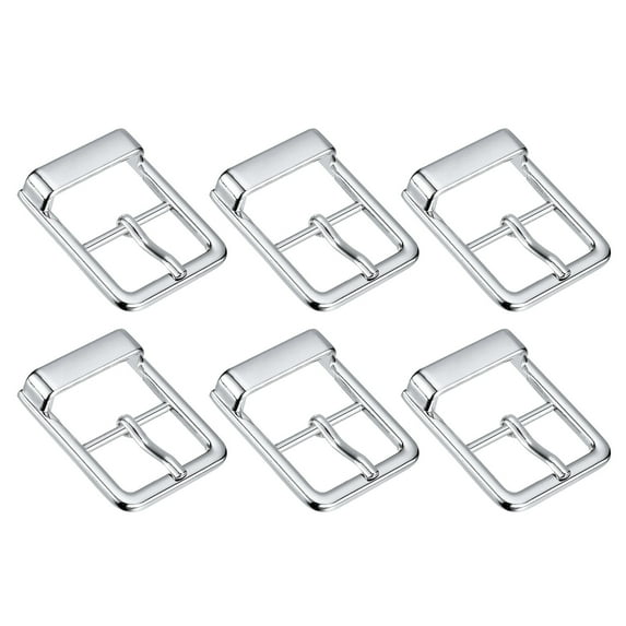 Uxcell 6Pack 0.94" Single Prong Belt Buckle Square Center Bar Buckles for Leather Craft, White Silver