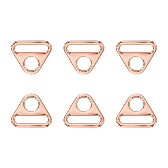 Uxcell 6Pack 0.98" Adjuster Triangle with Bar Swivel Clip D Dee Ring Buckle, Rose Gold
