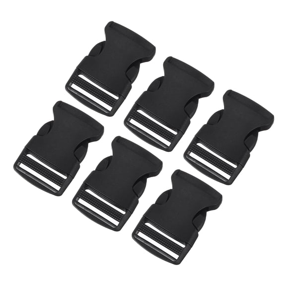 Uxcell 6Pack 1-1/4" Plastic Dual Adjustable Side Release Buckle for Backpack Strap Black