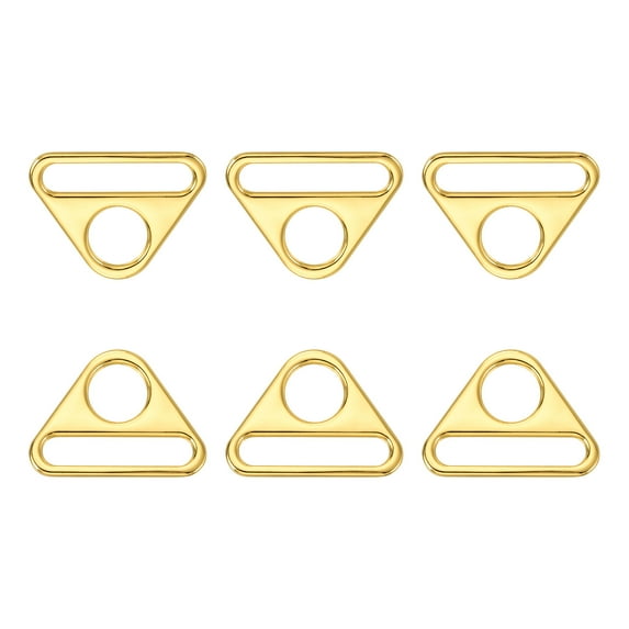 Uxcell 6Pack 1.5" Adjuster Triangle with Bar Swivel Clip D Dee Ring Buckle, K Gold