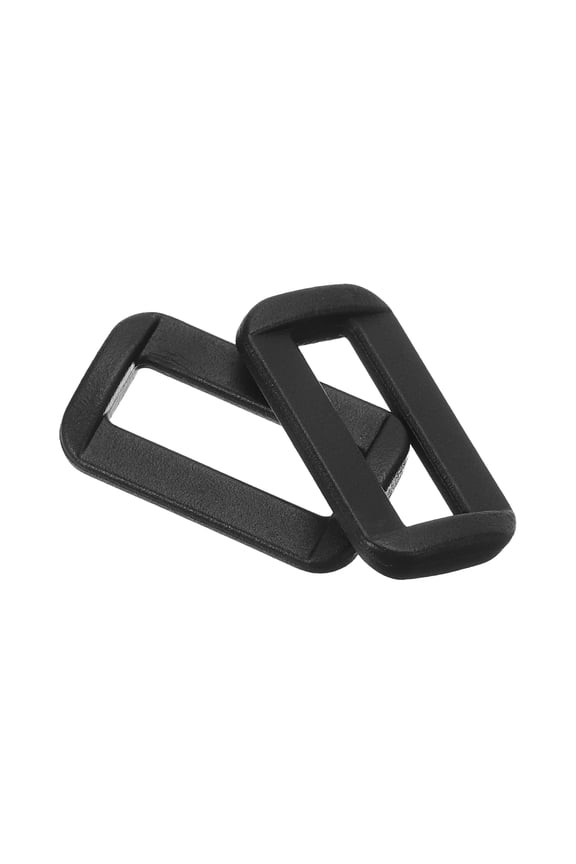 6Pack 3/4 Inch Plastic Rectangle Rings Webbing Belts Buckle Slide Loop, Black