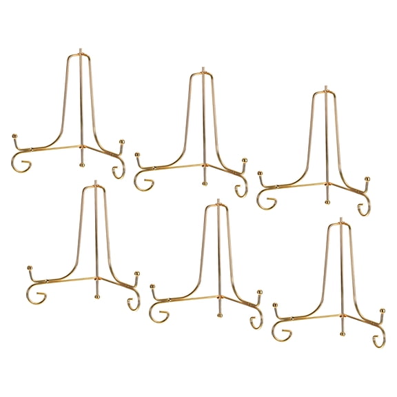 Uxcell 6Pack 6 Inch Plate Stands for Display Iron Folding Easel Plate Holders, Gold