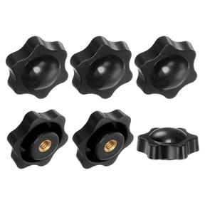Uxcell 6Pack 6 Star Knobs 1/4"-20 Female Thread Blind Hole Brass Handles Black 38mm