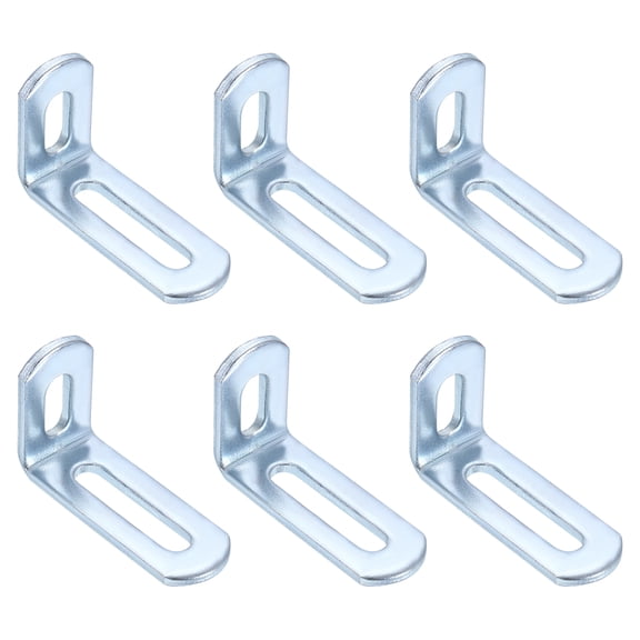 Uxcell 6Pack Adjustable Right Angle Brackets 2"x1.2"x0.7" Silver, Slotted L-Shape Corner Bracket 90 Degree Steel l Bracket Support, for Shelves, Wood Furniture Construction