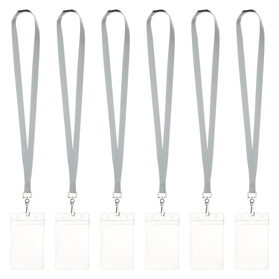 Uxcell 6Pack Colored Lanyards for ID Badges, Breakaway Lanyards for Keys, Gray