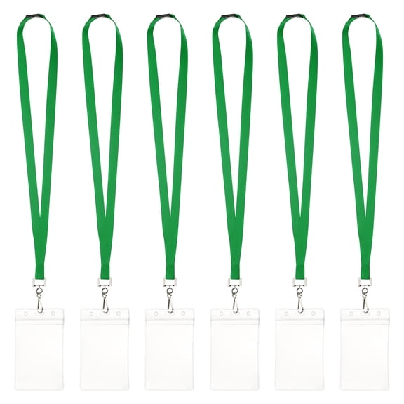 Uxcell 6Pack Colored Lanyards for ID Badges, Breakaway Lanyards for Keys, Green