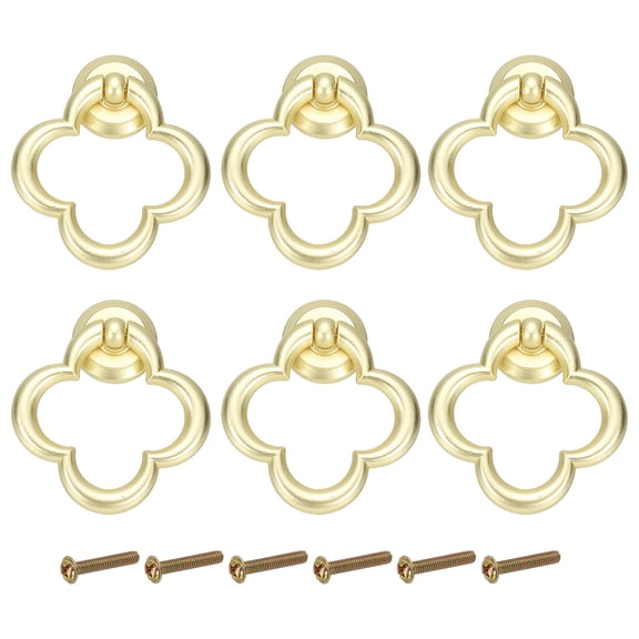 Uxcell 6Pack Drawer Ring Pulls, 2.1" Zinc Alloy Hole Ring Cabinet Knobs with Screws for Cupboard Cabinet Drawer Dresser Closet Door, Matt Copper