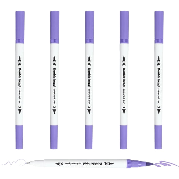 Uxcell 6Pack Dual Brush Markers, Light Purple Watercolor Fine and Brush Tips Pens Colored Marker Calligraphy Coloring Art Supplies Set for Coloring Book Illustration Sketching Journaling