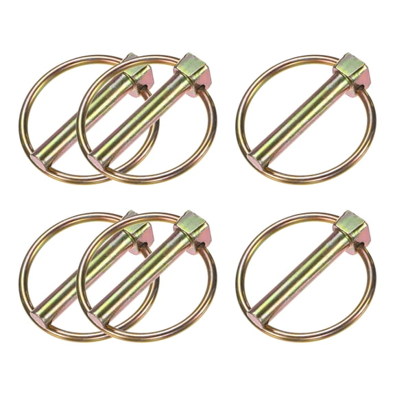 Uxcell 6Pack Linch Pin with Ring, 8x45mm Carbon Steel Lynch Trailer Pins Colored Zinc