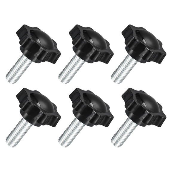 Uxcell 6Pack M10 x 25mm Star Knobs Plastic Hex Shaped Hand Clamping Knob Screw
