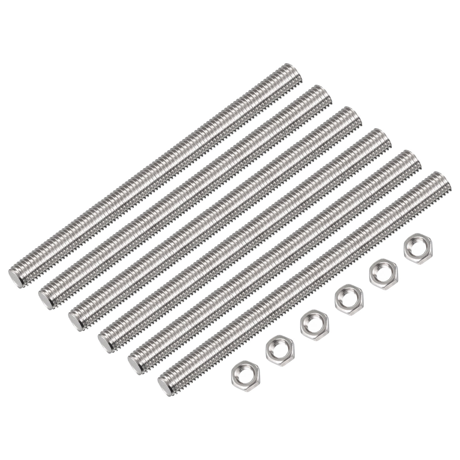 Uxcell 6Pack M14 x 300mm Fully Threaded Rod w 6Pack Hex Nuts, 2mm Pitch ...