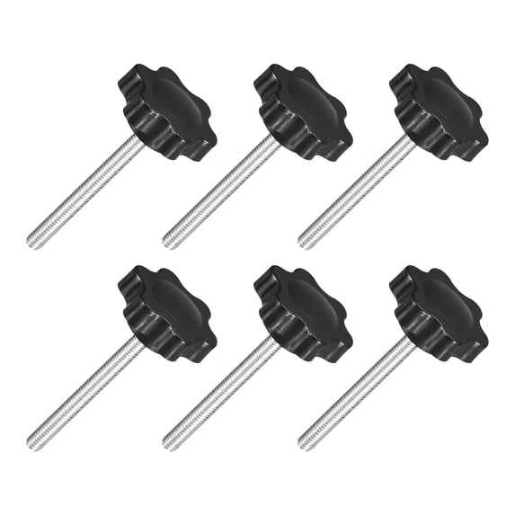 Uxcell 6Pack M4 x 40mm Star Knobs Plastic Hex Shaped Hand Clamping Knob Screw